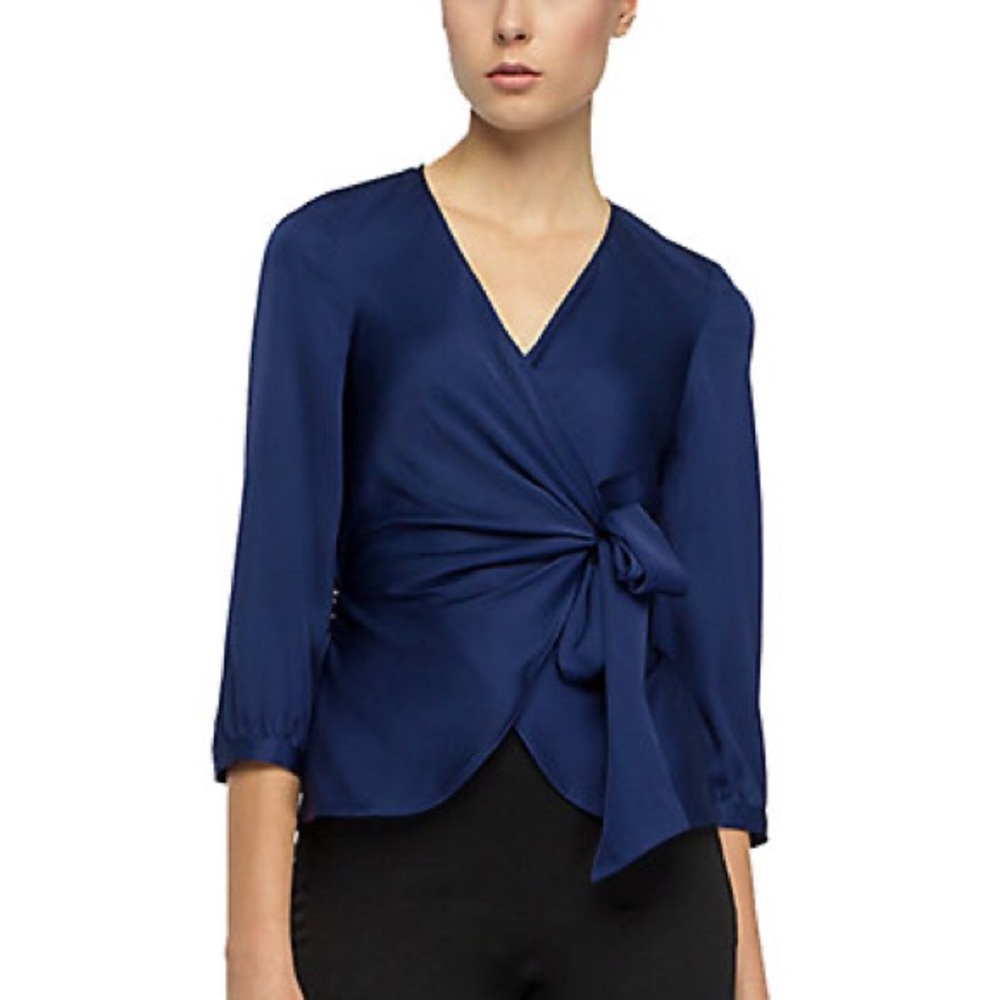 BGL Silky Wrap Top in Blue, New with Tag, Size 6